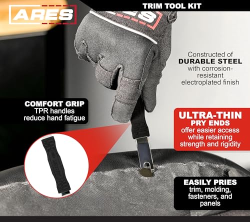 Image of ARES 10123 - 2-Piece Automotive Trim Tool Kit - Ultra-Thin Prybar Ends Offer Superior Strength Without Damaging Material - Removes Trim, Molding, Fasteners, Panels, and More