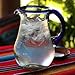 NOVICA Artisan Crafted Blue Accent Clear Glass Recycled Hand Blown Pitcher from Mexico, 82 Oz, 'Blue Grace'