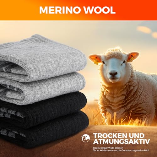 FALARY Merino Wandersocken Herren Damen,50% Merinowolle Sportsocken Thermo Socken Gepolstert,Trekkingsocken Outdoor Socken Laufsocken Warme Wintersocken Anti-Blasen 3 Paar – Bild 5
