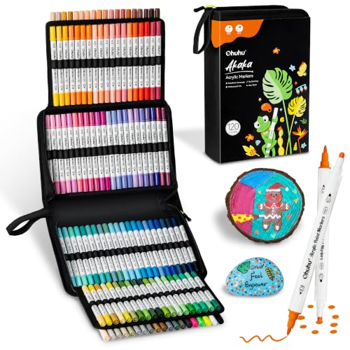 Image of Ohuhu Acrylic Paint Markers 120 Colors Fine & Dot Acrylic Markers - Akaka