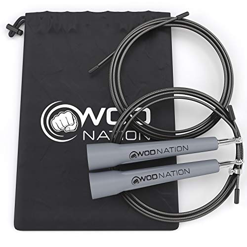 WOD Nation Speed Jump Rope - Blazing Fast Jumping Ropes - Endurance Workout for Boxing, MMA, Martial Arts or Just Staying Fit - Adjustable for Men, Women and Children
