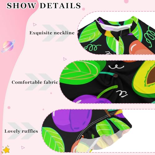 J JOYSAY Peach Fruit Drawing Black Girls One Piece Swimsuits Long Sleeve UPF 50+ Rash Guard Kids Swimwear 3-12 Years4