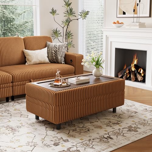 Image of LINSY HOME Sleeper Sofa Bed with Pull Out Couch Modular Sectional Sofa (Brown, Sleeper Sofa Ottoman) | Pull Out Sofa Bed
