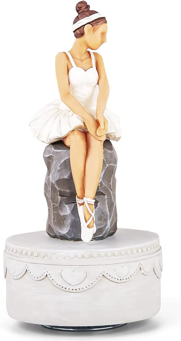 Ballerina Music Box Figurine Gift - Rotating Ballet Dancer Statue Musical Box Sculpted Hand-Painted Figure Birthday Gift for Daughter Girls Girlfriend Wife Play Swan Lake