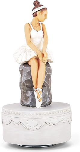Vista 2 de AIDLNS Caja de música de bailarina, estatua giratoria de bailarina, caja musical esculpida pintada a mano, regalo de cumpleaños para hija, niñas