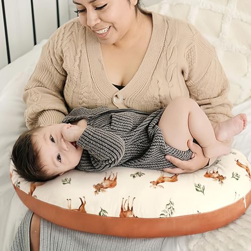Image of GRSSDER Reversible Nursing Pillow Cover, Ultra Soft Stretchy Minky Removable Nursing Covers Fitted for Breastfeeding Pillows Snug and Safe, Elk