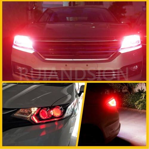 2 piezas de bombillas LED BA9S rojas 12V para coche miniatura 3