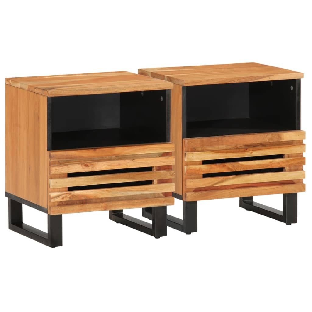 Table de chevet en bois d'acacia pour chambre moderne lot de 2 tables de nuit