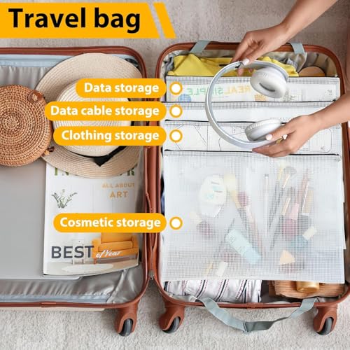 Image of 24pcs A4 Mesh Zipper Pouch File Bags, 12pcs Large A3 and 12pcs Letter A4,Black Reusable Zipper Bags for Organizing Storage, Waterproof Puzzle Bag, Board Game Storage and School Office Supplies