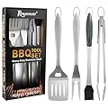 ROMANTICIST 4pc Heavy Duty Grill Accessories for Top Chef - Professional Grill Tools Set & Basic BBQ Tools for Backyard Restaurant Outdoor Kitchen - Deluxe Grill Gift for Dad on Father’s Day Birthday