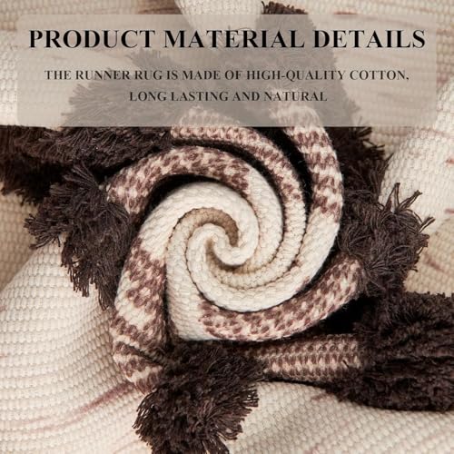 Image of Hand Woven 100% Natural Cotton Export Quality Designer Rug,Carpet, Bed Side Runner for Bedroom,Living Room, Size-2x5 feet or 60 cms x 152 cms (Brown Tuft)