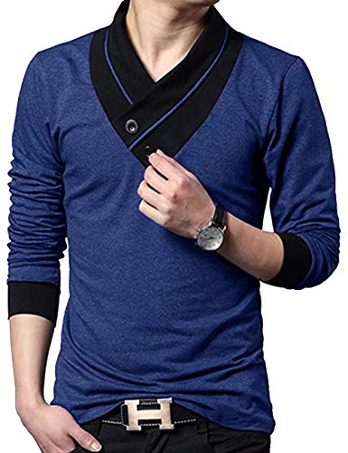 Image of EYEBOGLER Solid Men's Shawl Collar Regular Fit T-Shirt