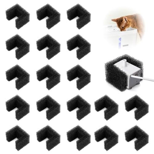20 Pack Foam Filters Replacement for Pet Fountains Compatible with Petsafe Viva 64oz and 140oz Sponge Multi-Layer for Cats and Dogs Daily Drinking Blocks Hair and Residue Prevent Clogging