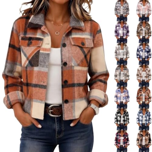 Cropped Plaid Jackets for Women Long Sleeve Fall Cropped Cardigan - image 1