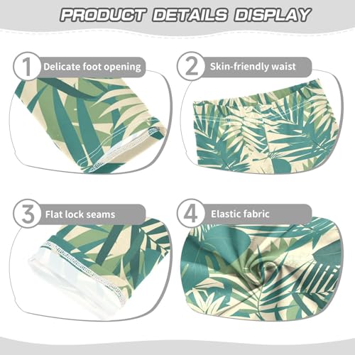 Tropical Palm Leaves Fern Leaf Emerald Kids Girl's Basic Leggings Casual High Waisted Yoga Pants Exercise3