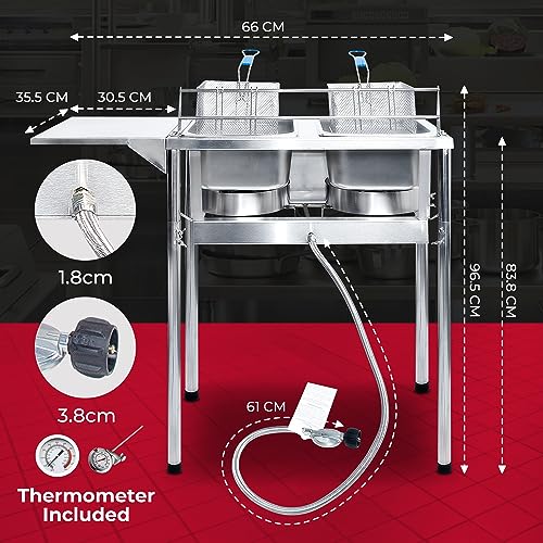Keekr Two Tank Outdoor Deep Fryer With Thermometer thumb #1
