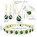 LMXXVJ 18k Gold Plated Jewelry Set for Women, Created Green Emerald Women's Jewelry Sets, Necklace Ring Earrings Bracelet Costume Jewelry Gifts