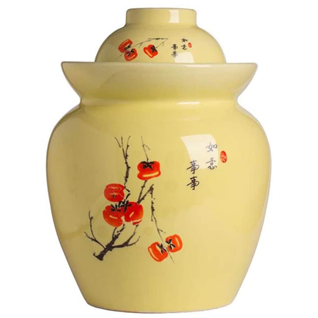 Olla de decapado de porcelana tradicional china en gres amarillo con sello hidráulico