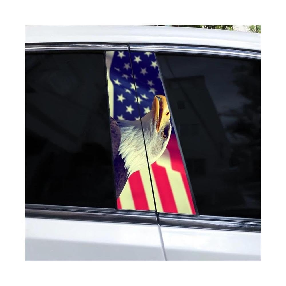 Body Parts 2pcs Car Window Pillar Decal Eagle Flag Stickers DIY Waterproof Vinyl Car Pillar Sticker(E)