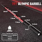 GarveeLife 7FT Olympic Barbell, Weight Bar For Weightlifting and Powerlifting, 45lb Olympic Bar with Needle Bearings & Brass Bushings, 1500LBS Strength Training Bar Fit 2" Standard Weights, Red Black - Image 2