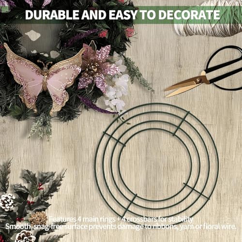 2 Pack Metal Wreath Frame 8 in Wreath Making Supplies, Sturdy Round Metal Wreaths Form for DIY Fall, Holiday, Christmas, Valentine’s Day Crafts Decorate Home, Garden, Windows