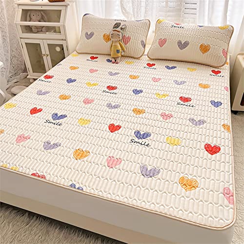 Sábana De Colchón De Látex, Colchoneta De Látex De Color Sólido Plegable Lavable Tailandesa, Juego De Tres Piezas, Colchoneta Fresca De Seda De Hielo Gruesa, Colchoneta Suave For Aire Acondicionado (
