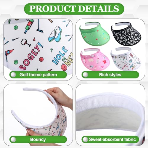 Cozypower 4 peças de chapéus de viseira de golfe feminino masculino com proteção solar viseiras de g