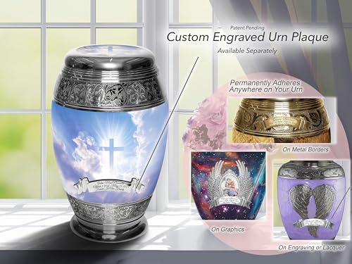 Image of Heavenly Cross Cremation Urn for Ashes Adult Male - Personalized Urn for Ashes for Women Decorative Urns - Beautifully Handcrafted Cross Urn