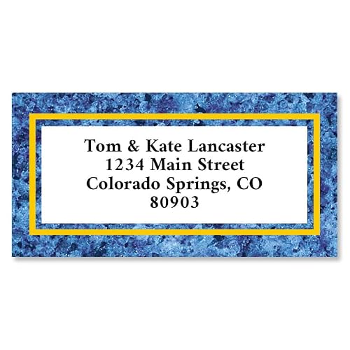 Blue Granite Personalized Border Return Address Labels- Set of 144
