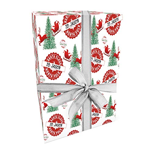 Love from Santa Approved Personalised Christmas Wrapping Paper & 2 Tags, A1 Size 24x32in/600x 800mm Approx - Recyclable