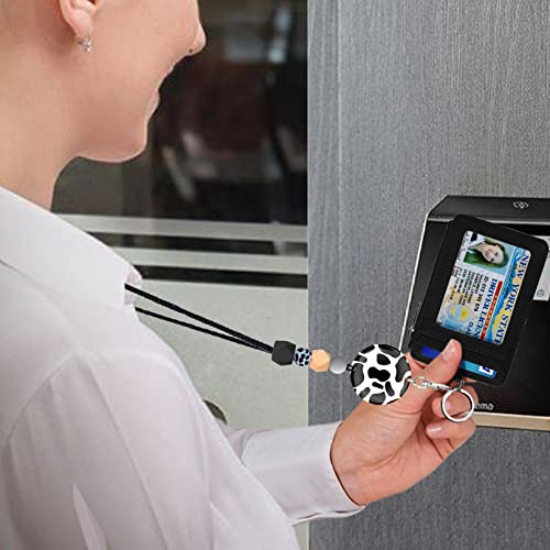 Cow Print Lanyards For Id Badges And Keys, Cute Id Badge Holder With Lanyard, Silicone Beaded Breakaway Lanyard For Women Teacher Nurse, Slim Front Pocket Wallet, Leather Id Case Wallet With Zipper #TOP2