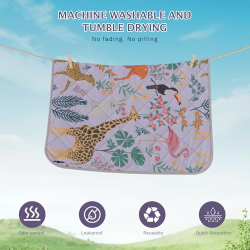 Image of IEUUMLER Washable Pee Pads for Dogs, 2 Pack Reusable Waterproof Puppy Pads, Non-Slip Super Absorbent Dog Training Pad for Playpen Crate Bed EU013 Dusty Lavender Jungle, 30x20