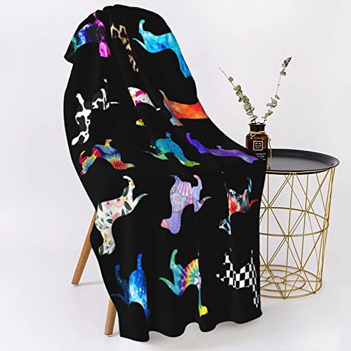 Microfiber Beach Towel Dachshund Towel Dachshund Dog In Tie Dye Mermaid Fish Scales Camo Leopard Print Galaxy Checkered Design Towel Quick Dry Super Absorbent Towel Oversized Sand Free Towel,31" X 51" #TOP5