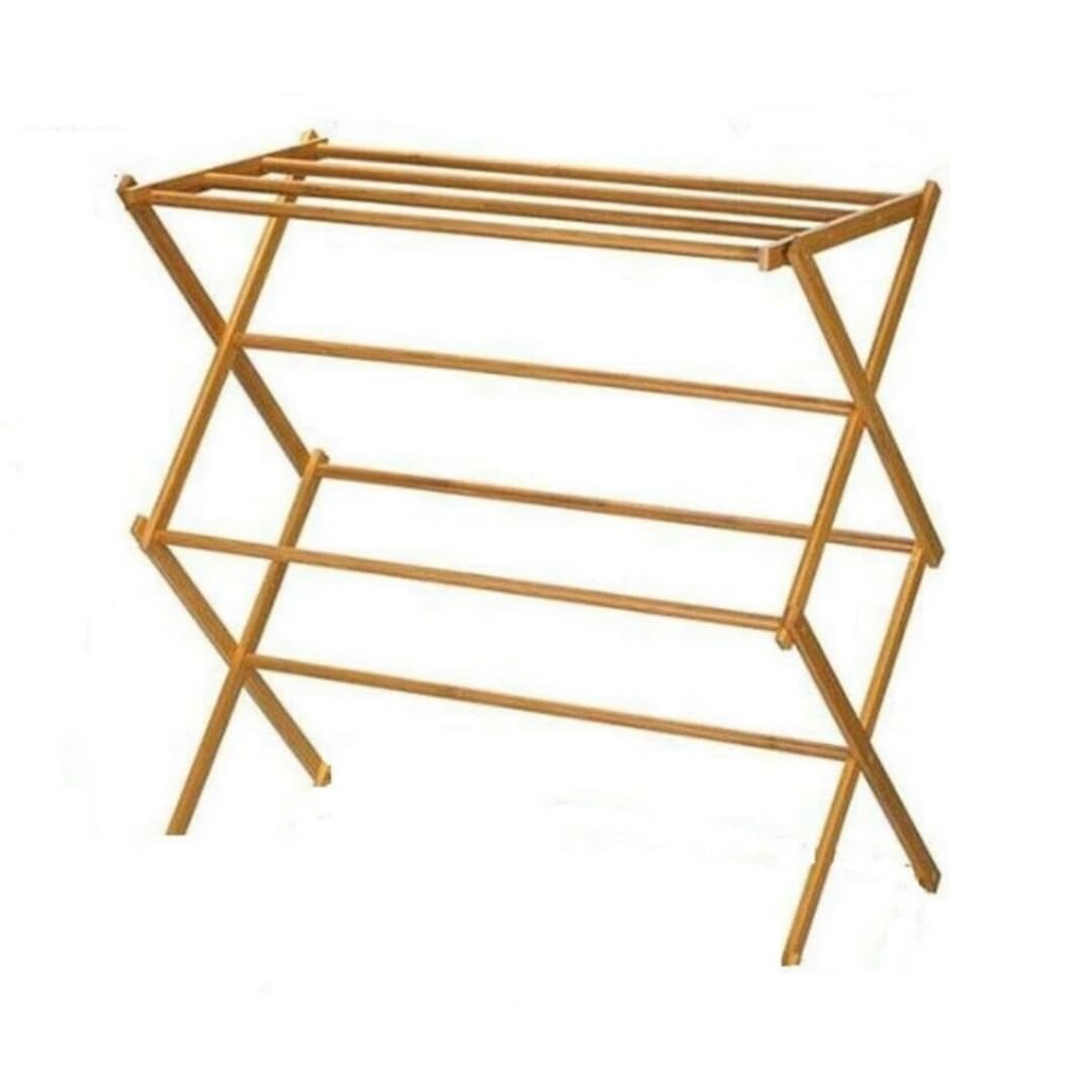 RILOOP Classic Vintage Traditional BAMBOO WOOD Folding Clothes Airer Horse 2,3,4 Tier (2 TIRE AIRER)