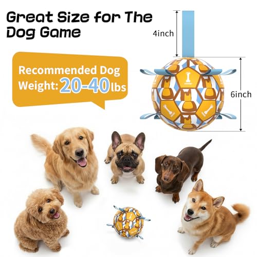 Image of Dog Soccer Ball with Straps, 6 Inch for Small and Medium Dogs, D