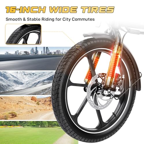 EVERCROSS Elektrofahrrad für Erwachsene, 250W E Bike,16''/20" x 4.0 Fette Reifen, bis zu 25KM/H & 60-100km Reichweite,36V/48V Abnehmbare Batterie, Berg Schnee Elektro Offroad Fahrrad – Bild 6