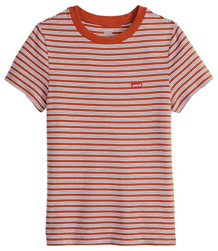 Levi's Damen Essential Housemark Short-Sleeve Tee T-Shirt, Ooo La La Stripe Picante, L