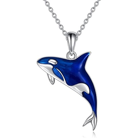 CRMAD Orca Killer Whale Necklace for Women Sterling Silver Orca Whale Gifts