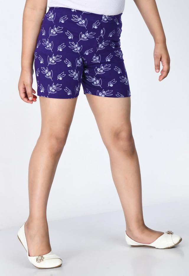 Image of Girls Soft Cotton Printed Stylish Shorts Hotpants Nekker (Pack of 3) Yellow::Purple::Sky Blue