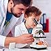 Dicfeos Microscope for Kids and Student, 40X-100X-250X-400X-1000X Magnification, Optics Glass Lens, Dual-Light Illumination, Extra 25X Ocular Lens and Microscope Accessories