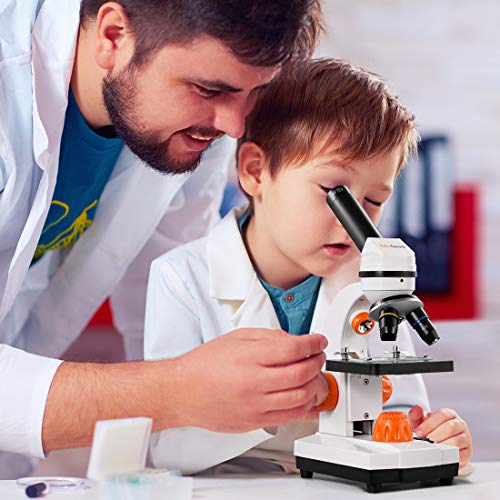 Dicfeos Microscope for Kids and Student, 40X-100X-250X-400X-1000X Magnification, Optics Glass Lens, Dual-Light Illumination, Extra 25X Ocular Lens and Microscope Accessories - Thumbnail 4