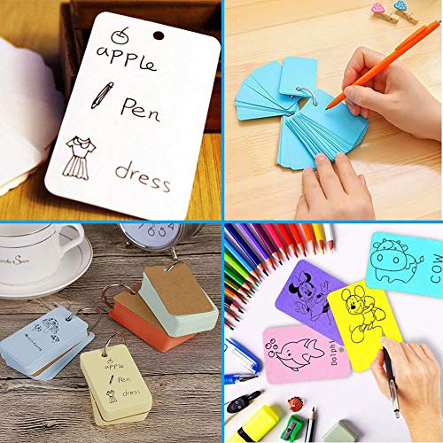 Vokabelkarten,Multifarbige Mini Karteikarten Lernkarten Notizblöcke Lernkarte Pocket,Papierkarten Mit Ring Memo Farben für Vokabeln (8 Farben Insgesamt 400 Blatt)