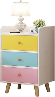Armadio di stoccaggio in legno massello, Nordic Modern Minimalista Comodino Camera da letto Cassetto Tipo Piccolo armadio Giallo Verde Rosa Tre in uno Armadietto di montaggio 40 * 39 * 60cm Legno a ba