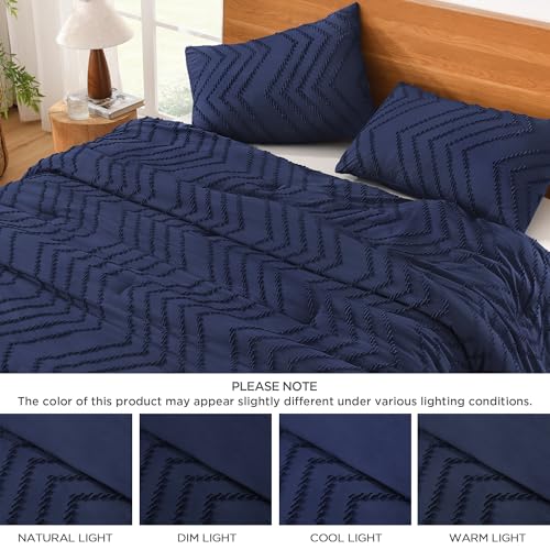 Image of Litanika 3 Pcs Navy Blue Boho Oversized Super King Bedding Comforter Set