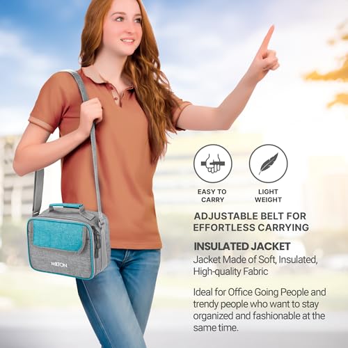 Image of MILTON Daily Meal Lunch Box with Unisex Bag, 3 Stainless Steel Containers 300 ml Each & Tumbler 400 ml, Leak-Proof Tiffin for Office, College, Picnic, Teal Green