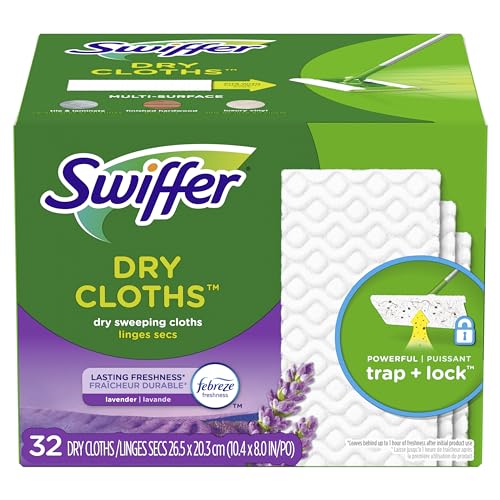 Image of Swiffer Sweep + Mop, Dry Pads Refill, Floor Cleaner, Cleaning Cloths, Lavender, 32ct