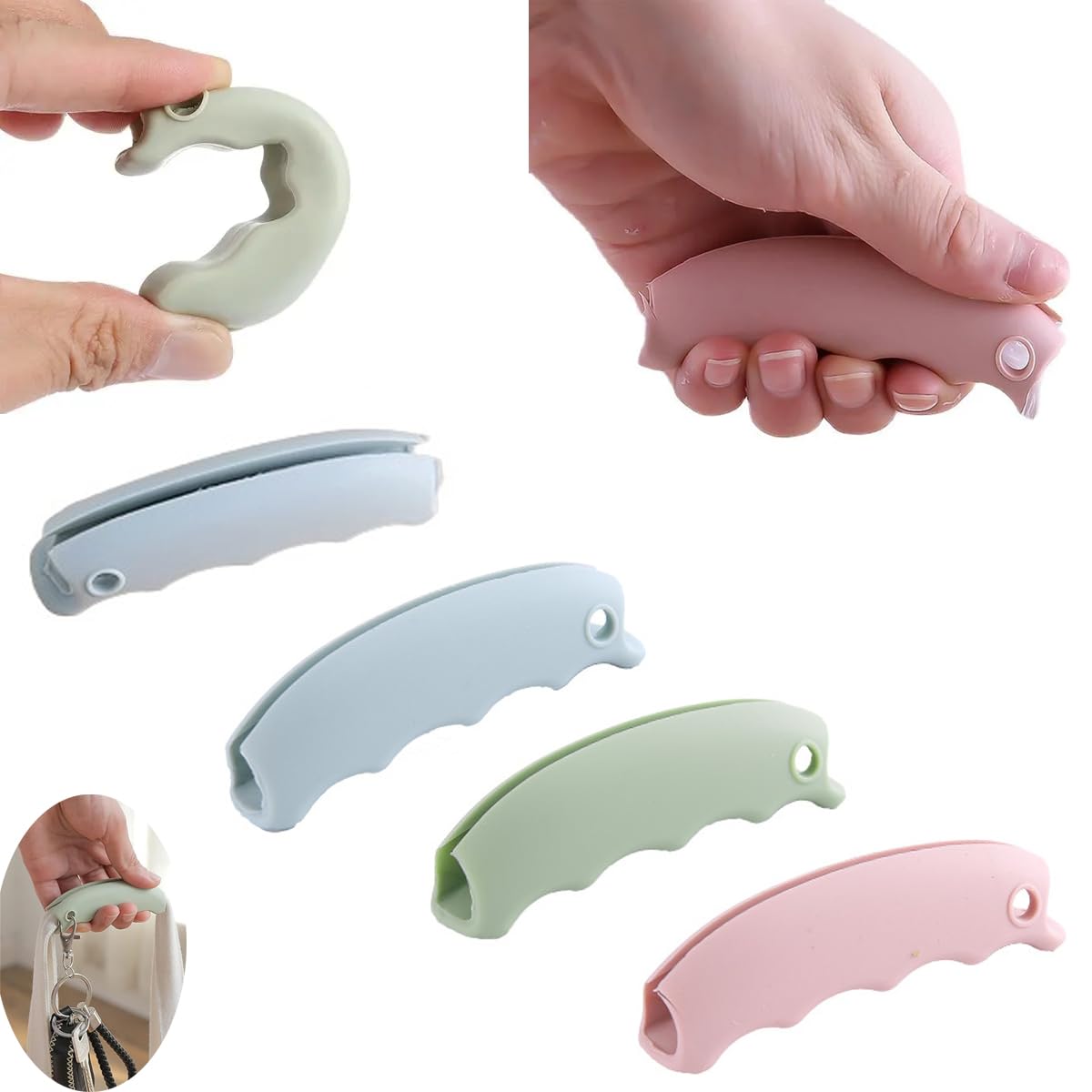 DraCra 6 Pack Shopping Bag Holder T-Shirt Handle Bag Silicone Grip Portable Carrier for Carrying Plastic Grocery Bags Labor-Saving Tool to Protect