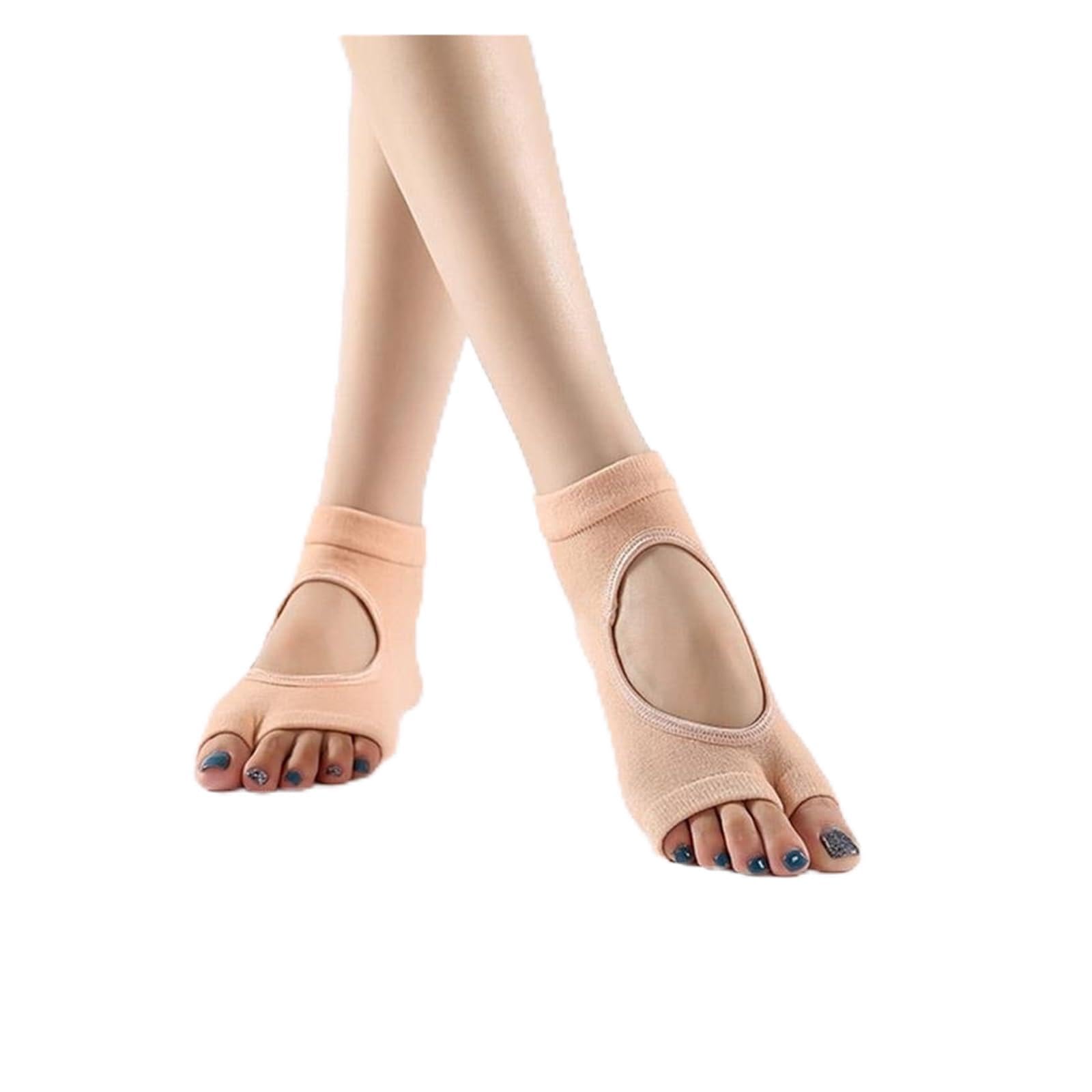 Zehensocken Pack, Damen Baumwolle Zwei Zehen Yoga Socken for Yoga Pilates Ballett Packung mit 5 Mehrfarbig(Nude)