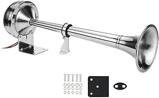 Gugxiom 12V Marine Horn Boat Horn Marine, Non Magnetic Stainless Universal Boat Air Horn Coast Guard Approved, Air Horns Loud Marine Air Horns Single Trumpet For Safety