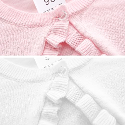 Girls Cardigan Sweater Button Knit Sweater Kids Ruffle Long Sleeve Dress Cover Up Size 12M-6T3